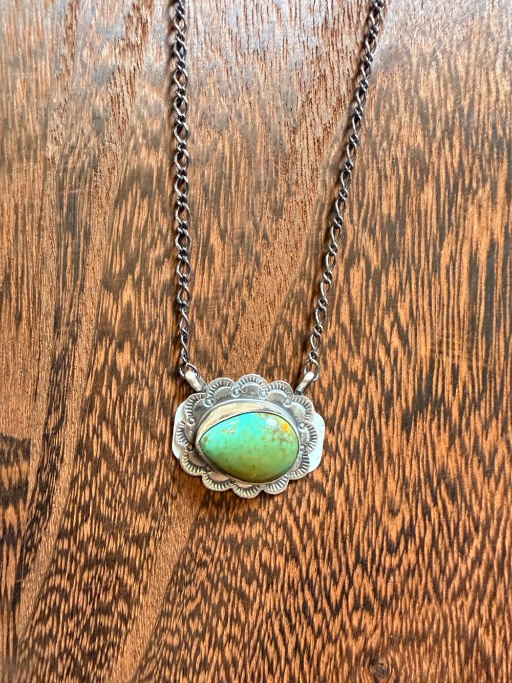 Scott Skeets Navajo Handmade Sterling Silver Royston Turquoise Necklace